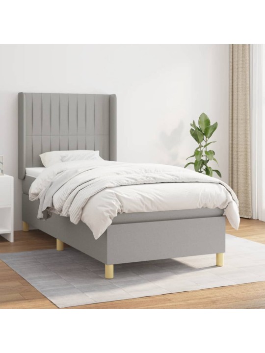 Box spring postel s matrací světle šedý 100 x 200 cm textil