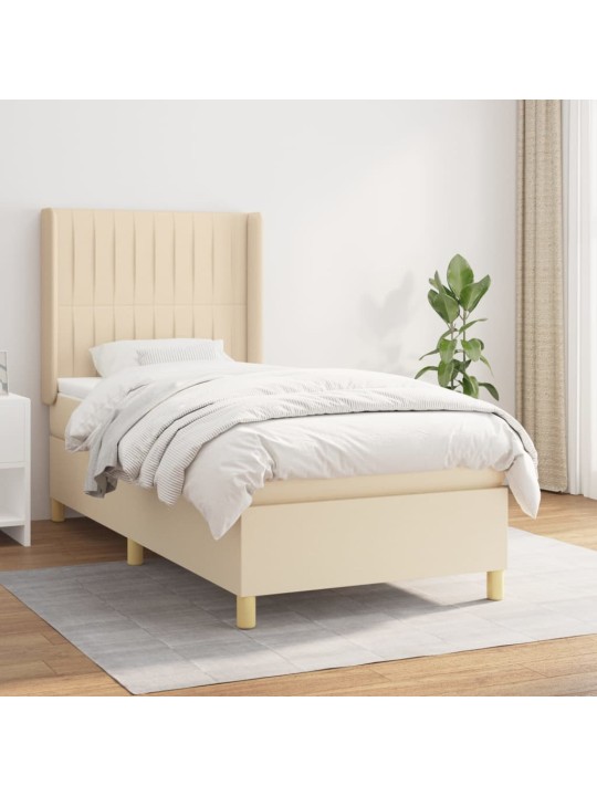 Box spring postel s matrací krémová 100 x 200 cm textil