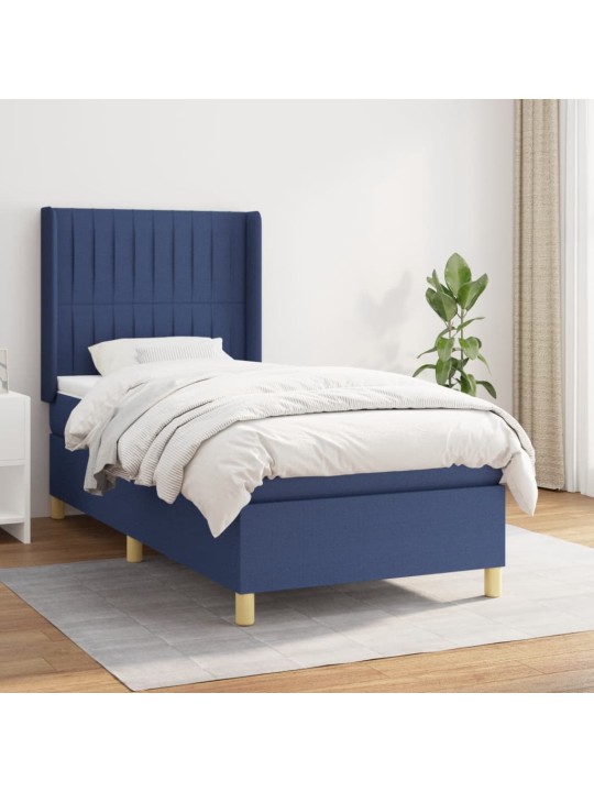 Box spring postel s matrací modrá 100 x 200 cm textil