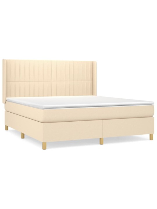 Box spring postel s matrací krémová 160x200 cm textil