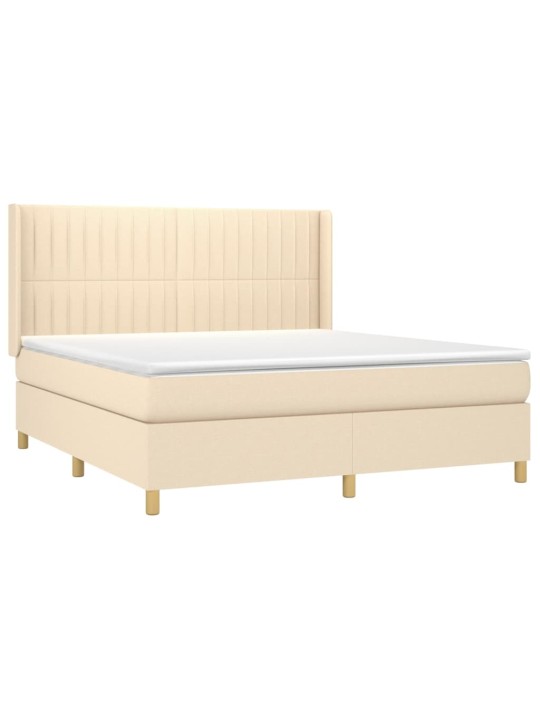 Box spring postel s matrací krémová 160x200 cm textil