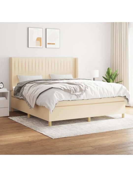 Box spring postel s matrací krémová 160x200 cm textil