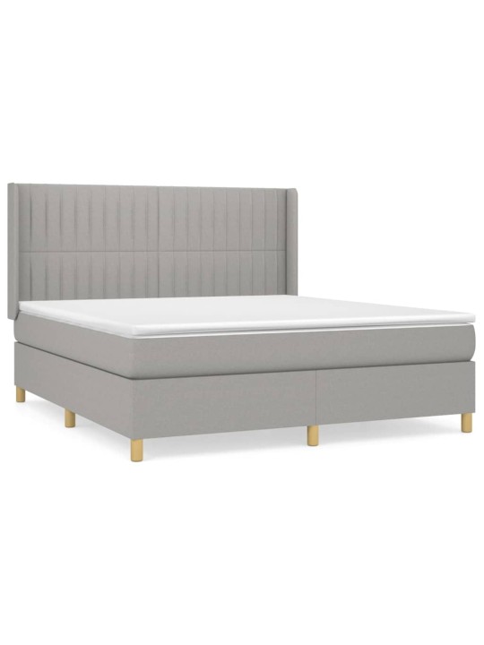 Box spring postel s matrací světle šedá 180 x 200 cm textil