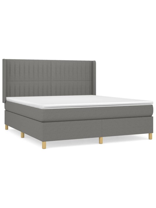 Box spring postel s matrací tmavě šedá 180x200 cm textil