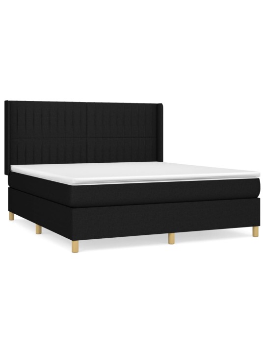 Box spring postel s matrací černá 180x200 cm textil