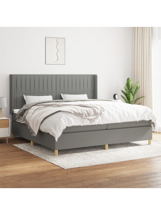 Box spring postel s matrací tmavě šedá 200x200 cm textil
