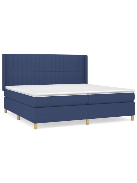 Box spring postel s matrací modrá 200x200 cm textil