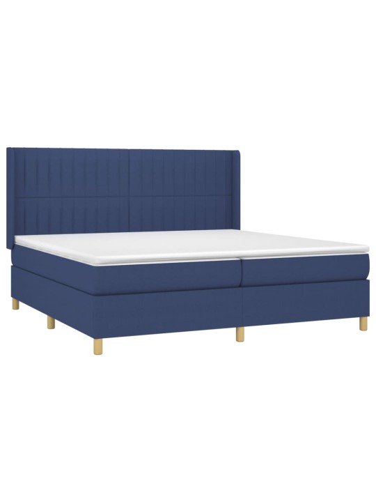 Box spring postel s matrací modrá 200x200 cm textil