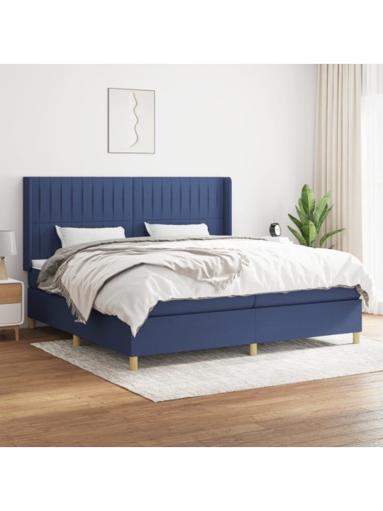Box spring postel s matrací modrá 200x200 cm textil