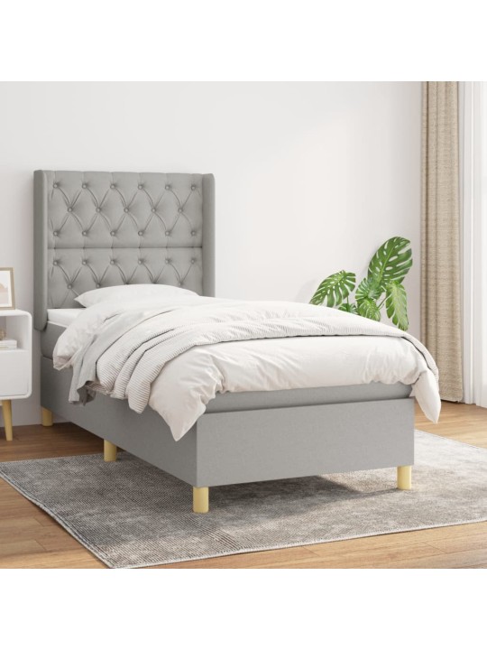 Box spring postel s matrací světle šedá 80 x 200 cm textil