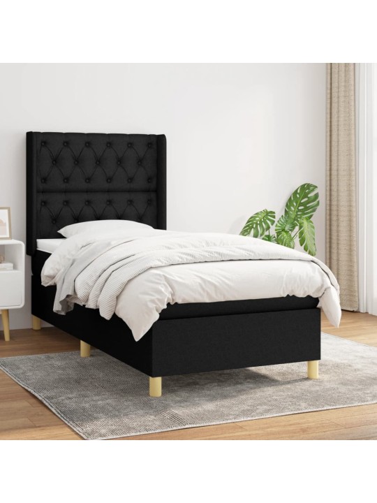 Box spring postel s matrací černá 80 x 200 cm textil