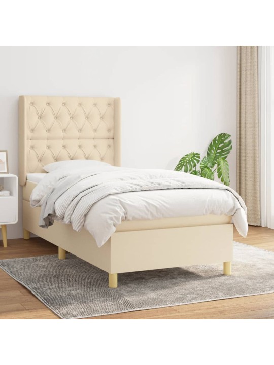 Box spring postel s matrací krémová 80 x 200 cm textil