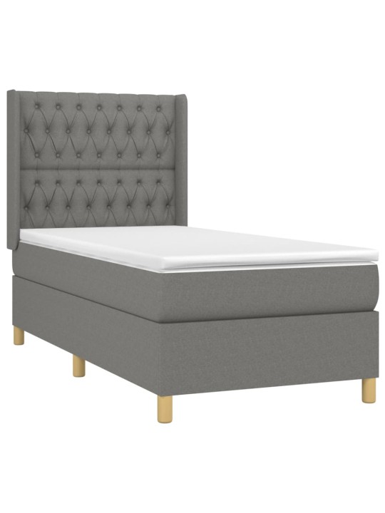 Box spring postel s matrací tmavě šedá 90x190 cm textil