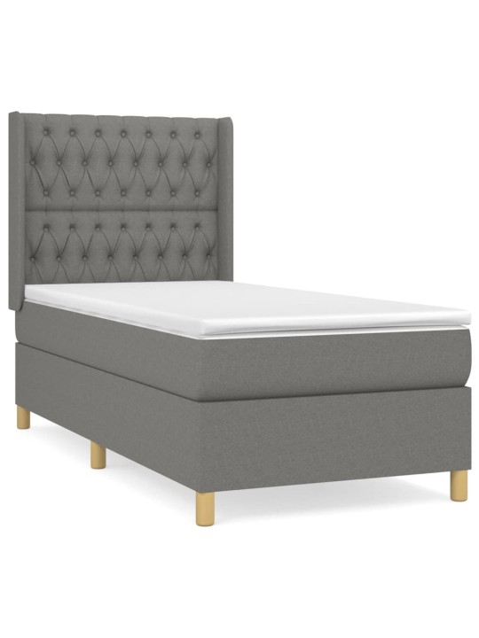 Box spring postel s matrací tmavě šedá 90x200 cm textil
