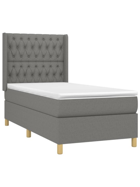 Box spring postel s matrací tmavě šedá 90x200 cm textil