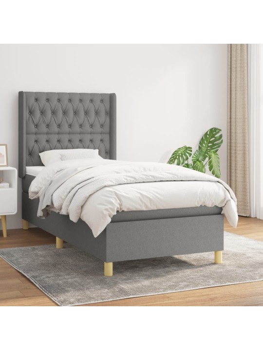 Box spring postel s matrací tmavě šedá 90x200 cm textil