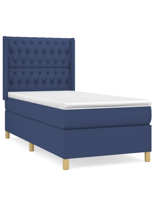 Box spring postel s matrací modrá 90x200 cm textil