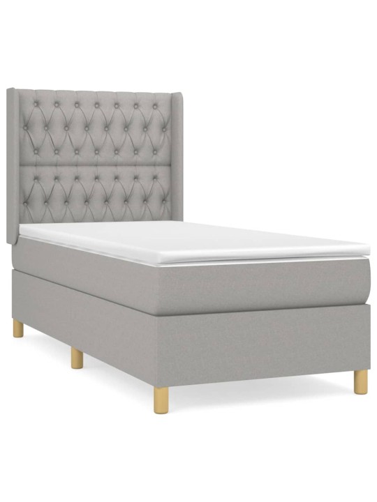 Box spring postel s matrací světle šedý 100 x 200 cm textil