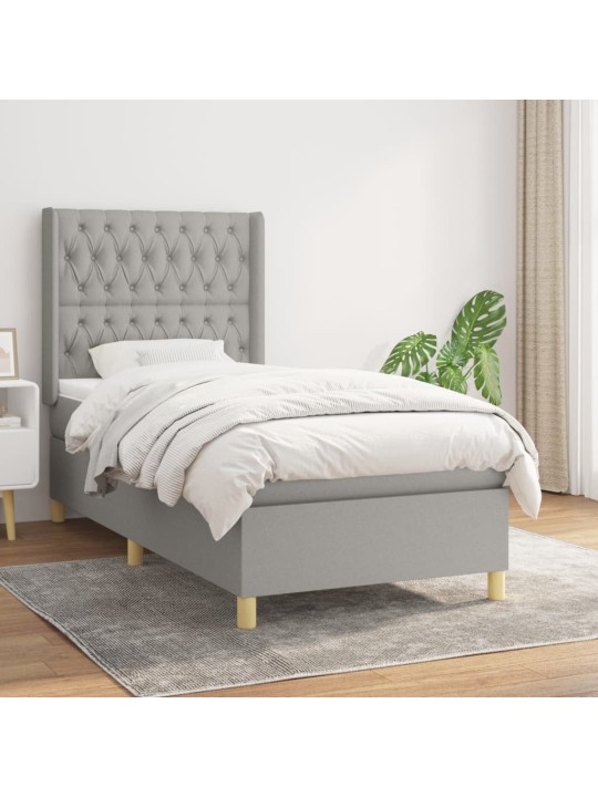 Box spring postel s matrací světle šedý 100 x 200 cm textil