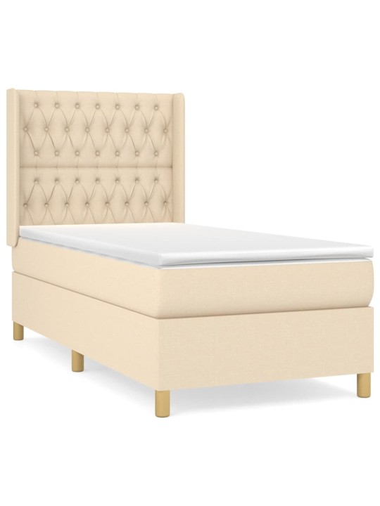 Box spring postel s matrací krémová 100 x 200 cm textil