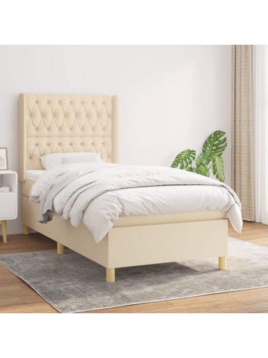Box spring postel s matrací krémová 100 x 200 cm textil
