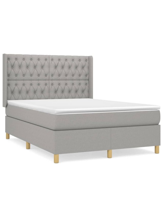 Box spring postel s matrací světle šedá 140 x 190 cm textil