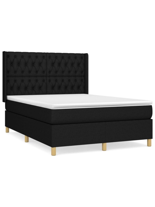 Box spring postel s matrací černá 140 x 190 cm textil