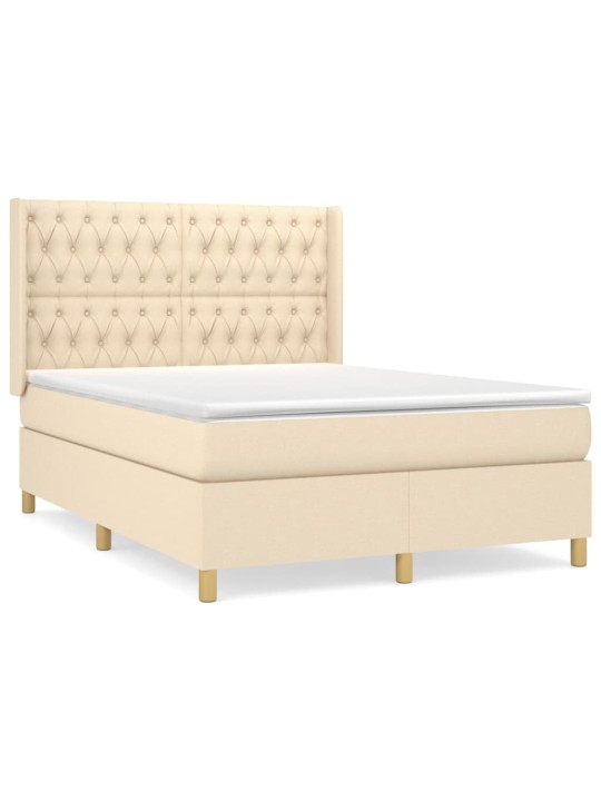 Box spring postel s matrací krémová 140x190 cm textil