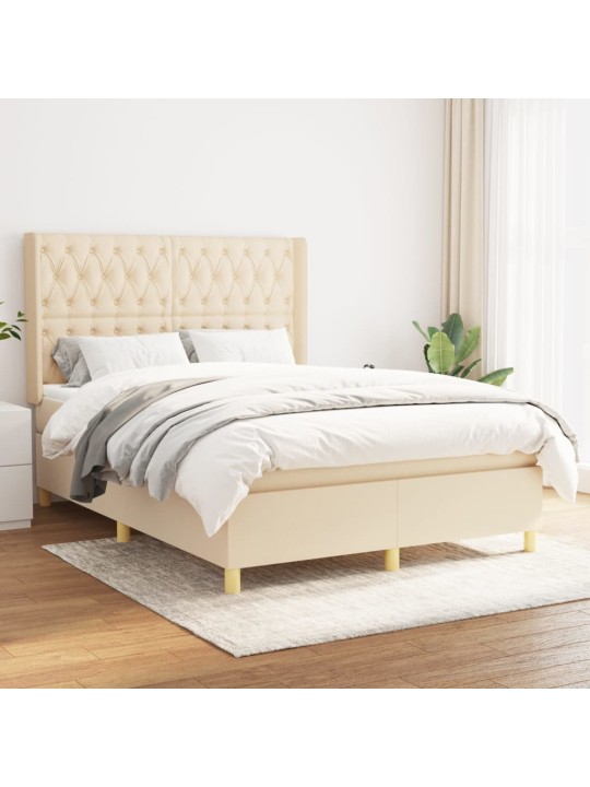 Box spring postel s matrací krémová 140x190 cm textil