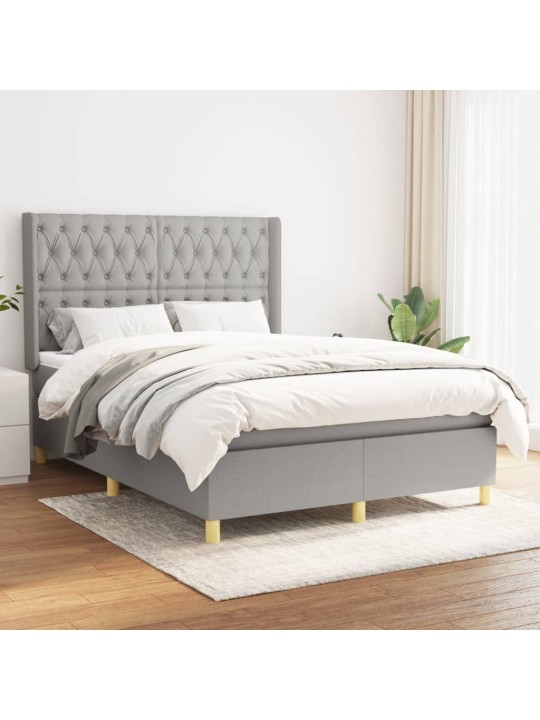 Box spring postel s matrací světle šedá 140 x 200 cm textil
