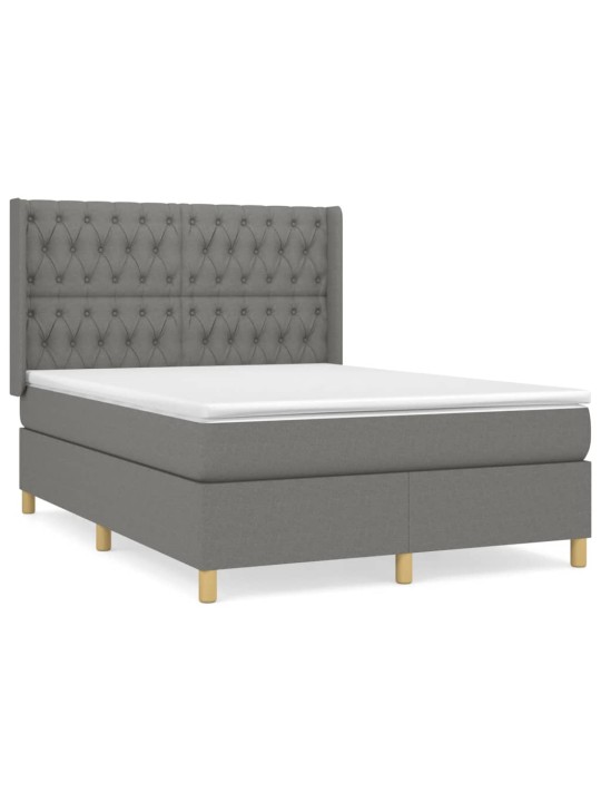 Box spring postel s matrací tmavě šedá 140x200 cm textil