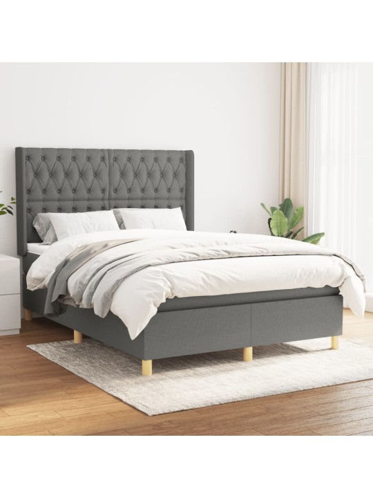 Box spring postel s matrací tmavě šedá 140x200 cm textil