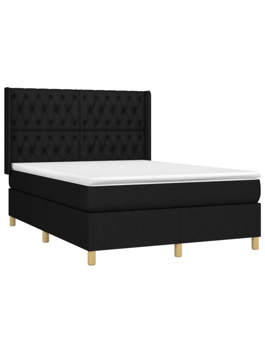 Box spring postel s matrací černá 140x200 cm textil