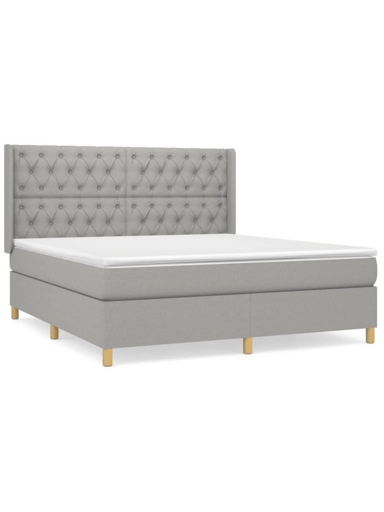 Box spring postel s matrací světle šedá 160 x 200 cm textil