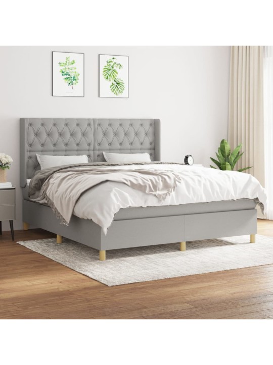 Box spring postel s matrací světle šedá 160 x 200 cm textil
