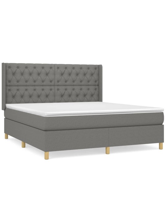 Box spring postel s matrací tmavě šedá 160x200 cm textil