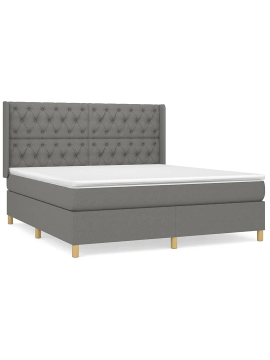 Box spring postel s matrací tmavě šedá 160x200 cm textil
