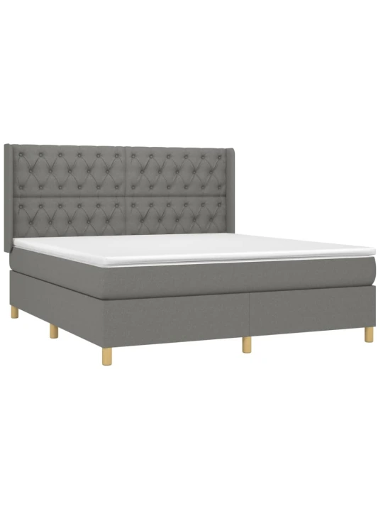 Box spring postel s matrací tmavě šedá 160x200 cm textil