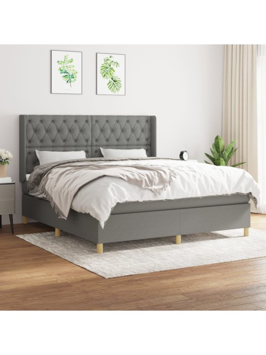 Box spring postel s matrací tmavě šedá 160x200 cm textil
