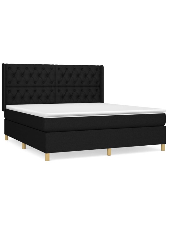 Box spring postel s matrací černá 160x200 cm textil