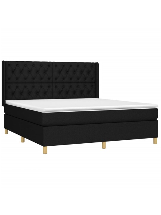 Box spring postel s matrací černá 160x200 cm textil