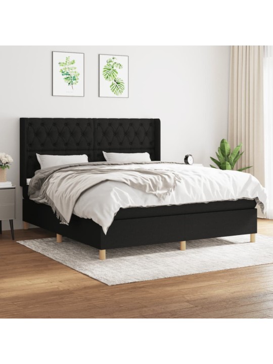 Box spring postel s matrací černá 160x200 cm textil