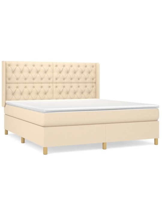 Box spring postel s matrací krémová 160x200 cm textil