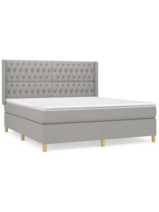 Box spring postel s matrací světle šedá 180 x 200 cm textil