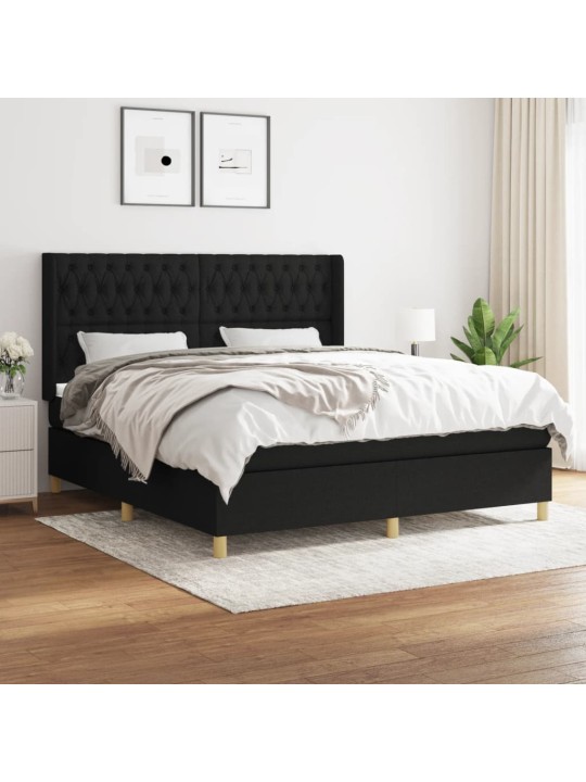 Box spring postel s matrací černá 180x200 cm textil