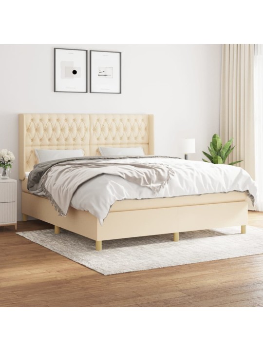 Box spring postel s matrací krémová 180x200 cm textil
