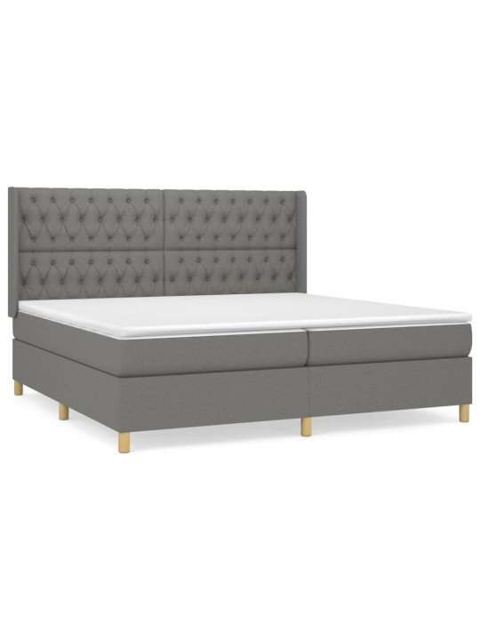 Box spring postel s matrací tmavě šedá 200x200 cm textil