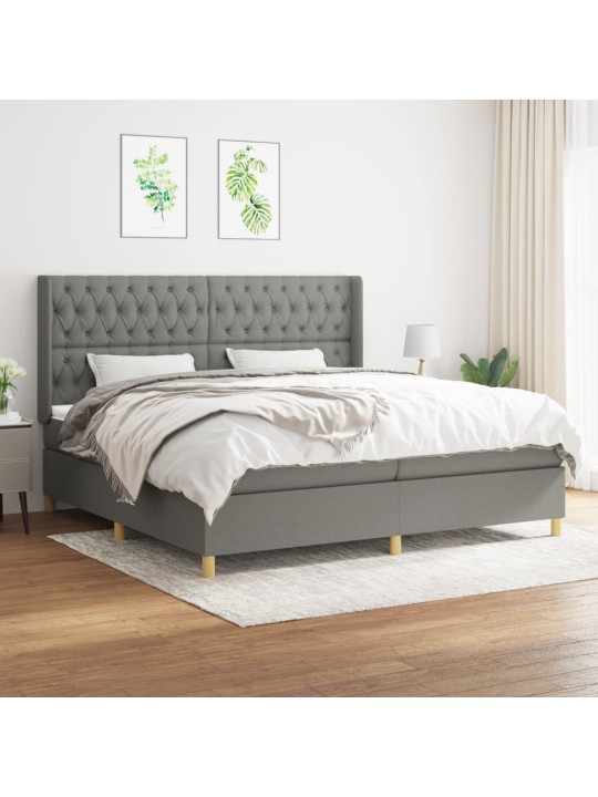 Box spring postel s matrací tmavě šedá 200x200 cm textil