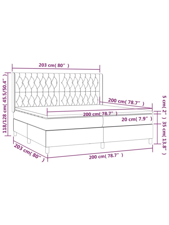 Box spring postel s matrací černá 200x200 cm textil