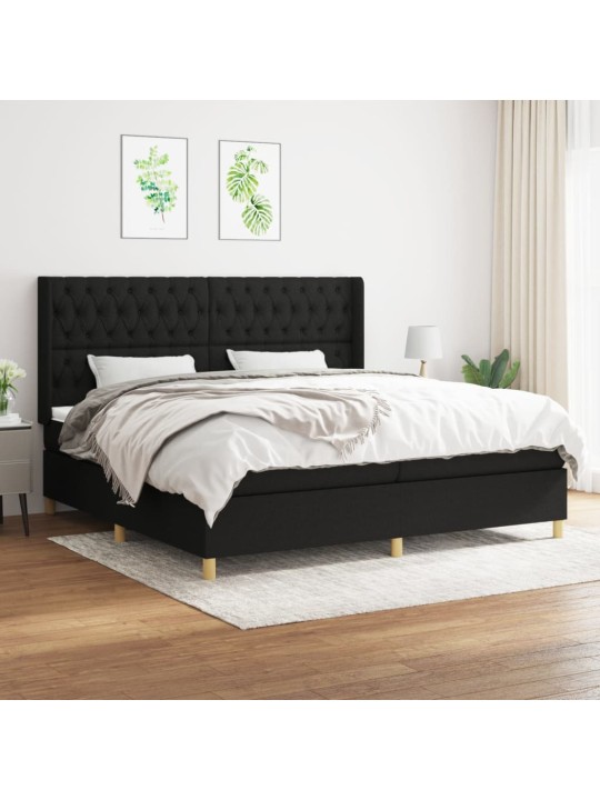 Box spring postel s matrací černá 200x200 cm textil